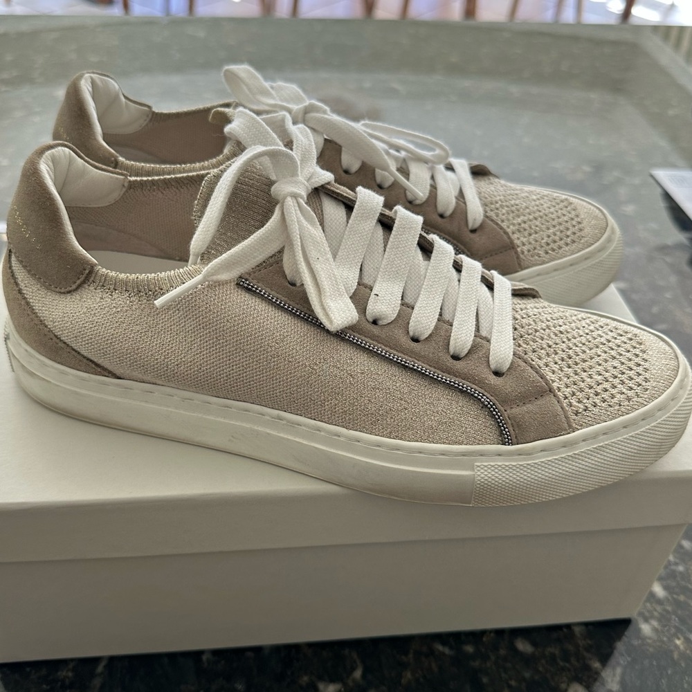 Brunello Cucinelli Cotton Mesh & Suede Slip On Sneaker size 39 with Box